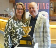 Fiona Smith and Billy Smith with the Cheltenham Gold Cup 